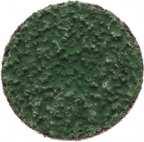 Merit Abrasives - 1" Disc Diam, 40 Grit, Zirconia Alumina Quick Change Disc - Type R Attaching System, Coated, Green, Coarse Grade, 40,000 RPM, R801 Series - Caliber Tooling