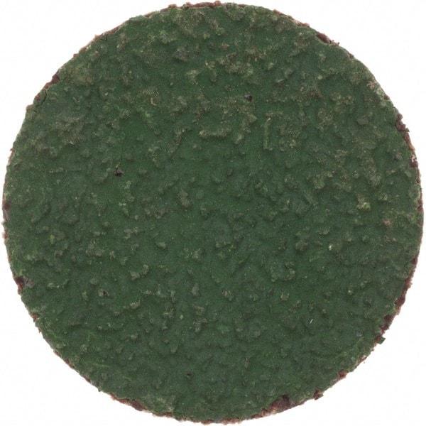 Merit Abrasives - 1" Disc Diam, 50 Grit, Zirconia Alumina Quick Change Disc - Type R Attaching System, Coated, Green, Coarse Grade, 40,000 RPM, R801 Series - Caliber Tooling