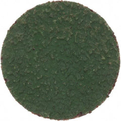 Merit Abrasives - 1" Disc Diam, 50 Grit, Zirconia Alumina Quick Change Disc - Type R Attaching System, Coated, Green, Coarse Grade, 40,000 RPM, R801 Series - Caliber Tooling