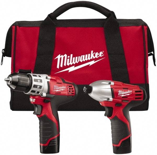 Milwaukee Tool - 12 Volt Cordless Tool Combination Kit - Includes 1/4" Hex Impact Driver & 3/8" Drill/Driver, 2 Lithium-Ion Batteries Included - Caliber Tooling