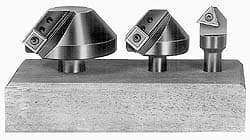 APT - 3 Countersinks, 100° Included Angle, 1/4 to 3/4" Cut Diam Smallest Tool, 1-1/4 to 2-1/2" Cut Diam Largest Tool, Square & Triangle SPGH & TPGH Inserts Indexable Countersink Set - 1/2, 3/4" Shank Diam, 3/8, 1/2° Inscribed Circle, 3 Inserts - Caliber Tooling