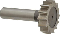 Keo - 1-3/8" Diam x 3/8" Face Width, High Speed Steel, 14 Teeth, Shank Connection Woodruff Keyseat Cutter - Uncoated, 2-3/8" OAL x 1/2" Shank, Straight Teeth, ANSI 1211, Old Standard F - Caliber Tooling