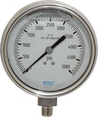 Wika - 4" Dial, 1/4 Thread, 0-5,000 Scale Range, Pressure Gauge - Lower Connection Mount, Accurate to 1% of Scale - Caliber Tooling