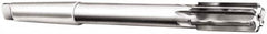 Made in USA - 9/16" Diam, 1MT Morse Taper Shank, 1-1/8" Flute Length, Machine Expansion Reamer - Straight Flute, 8" OAL, Right Hand Cut, 6 Flutes, Carbide-Tipped, Bright Finish - Caliber Tooling