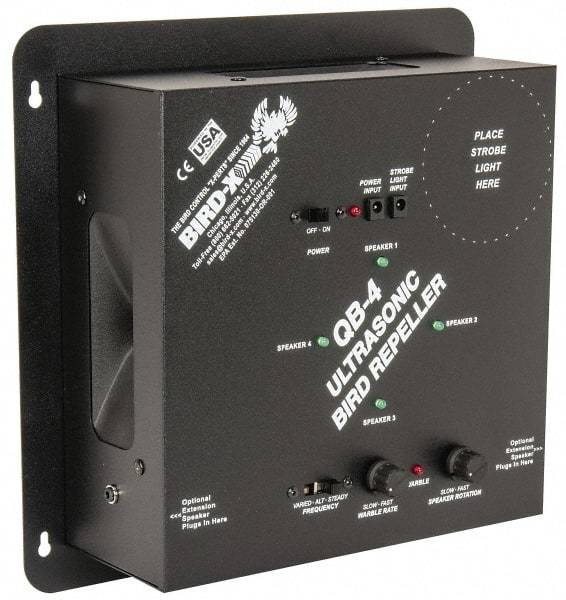 Quadblaster - 6,500 Sq Ft Coverage Electronic Animal Repellent - AC Adapter, Targets Birds - Caliber Tooling