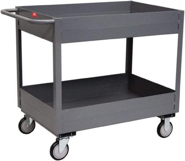 Jamco - 1,200 Lb Capacity, 18" Wide x 36" Long x 35" High Service Cart - 2 Shelf, Steel, Rubber Casters - Caliber Tooling