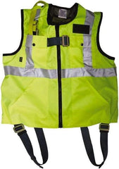 Gemtor - 350 Lb Capacity, Size XXL, High Visibility Vest Safety Harness - Polyester, Quick Connect Leg Strap, Pass-Thru Chest Strap, Yellow - Caliber Tooling