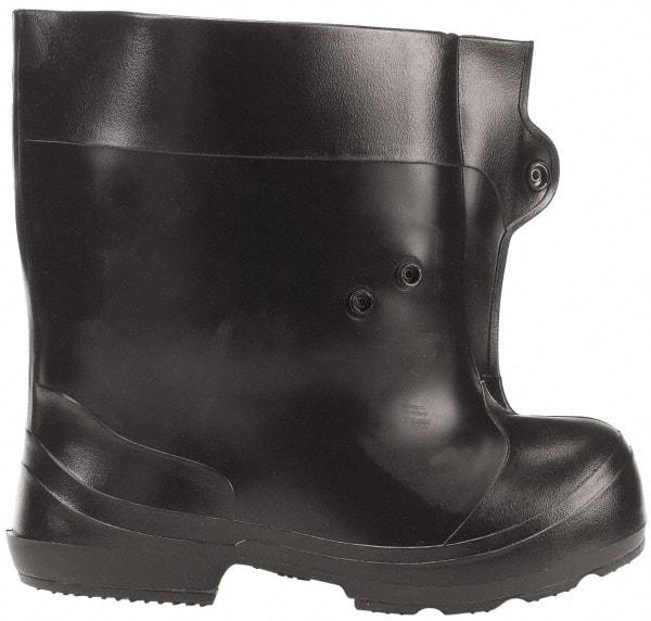 Winter Walking - Men's 12-13.5 Traction Overshoes - 10" High, Plain Toe, Nonslip Sole, PVC Upper, Black - Caliber Tooling