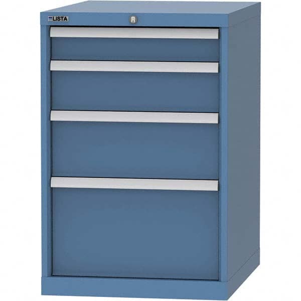 LISTA - 4 Drawer, 99 Compartment Bright Blue Steel Modular Storage Cabinet - Caliber Tooling