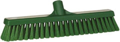 Vikan - 16" Fine Particle Synthetic Push Broom - 2" Bristle Length, Plastic Block, European Threaded Handle Connection - Caliber Tooling