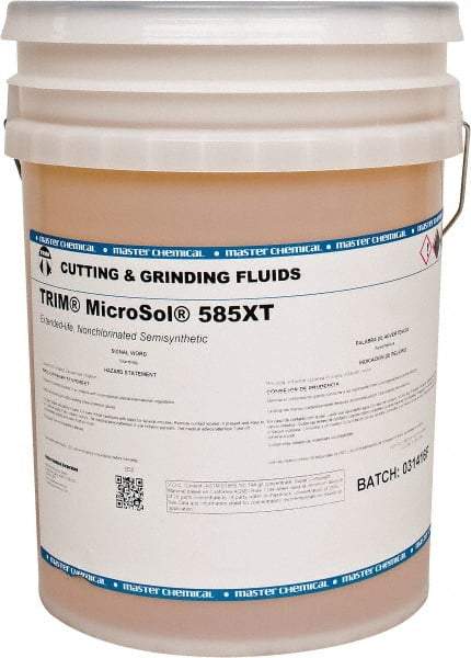 Master Fluid Solutions - Trim MicroSol 585XT, 5 Gal Pail Cutting & Grinding Fluid - Semisynthetic, For Machining - Caliber Tooling