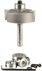 Amana Tool - 1-3/8" Cut Diam, 1/2" Length of Cut, 2 Flute Profiling Edge Profile Router Bit - Carbide-Tipped, 1/4" Shank Diam, 2" OAL, Uncoated - Caliber Tooling