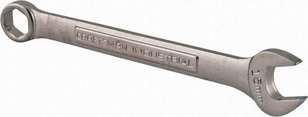 Craftsman Industrial - 15mm 6 Point Combination Wrench - 8" OAL, Steel, Satin Finish - Caliber Tooling