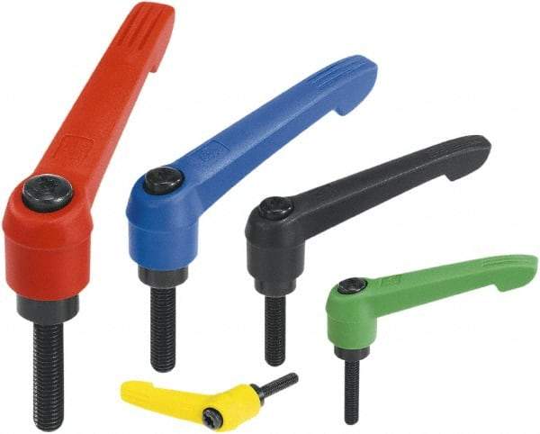 KIPP - M6, Fiberglass Reinforced Plastic Threaded Stud Adjustable Clamping Handle - 75mm OAL, 45.5mm High - Caliber Tooling