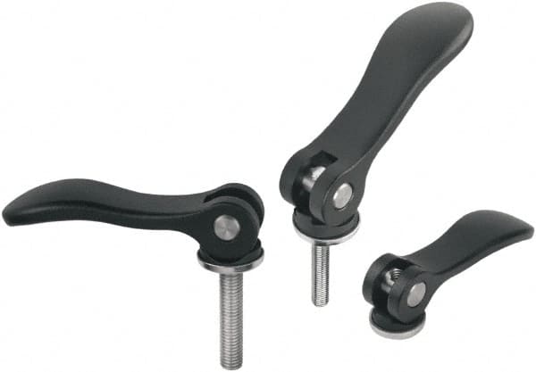 KIPP - #6-32, Aluminum Threaded Stud Adjustable Clamping Handle - 41.7mm OAL, 13mm High - Caliber Tooling