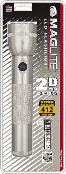 Mag-Lite - White LED Bulb, 168 Lumens, Industrial/Tactical Flashlight - Silver Aluminum Body, 2 D Batteries Not Included - Caliber Tooling