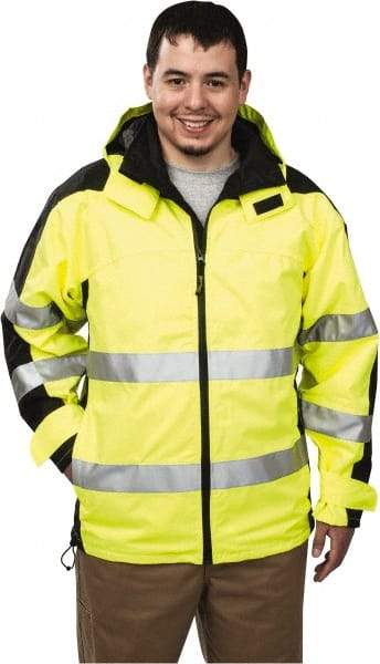 OccuNomix - Size M, Yellow, Rain Jacket - 37-39" Chest, 3 Pockets, Detachable Hood - Caliber Tooling