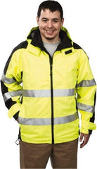 OccuNomix - Size M, Yellow, Rain Jacket - 37-39" Chest, 3 Pockets, Detachable Hood - Caliber Tooling