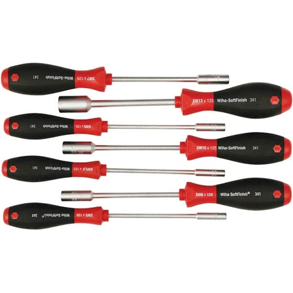 Wiha - 7 Piece, 5 to 13mm Nut Driver Set - Standard Shaft, Cushion Grip Handle - Caliber Tooling