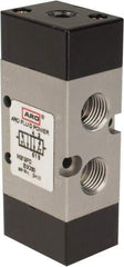 ARO/Ingersoll-Rand - 1/4" Inlet x 1/4" Outlet, Pilot Actuator, Spring Return, 2 Position, Body Ported Solenoid Air Valve - 0.7 CV, 4 Way, 140 psi, 122° Max Temp, 15° Min Temp - Caliber Tooling