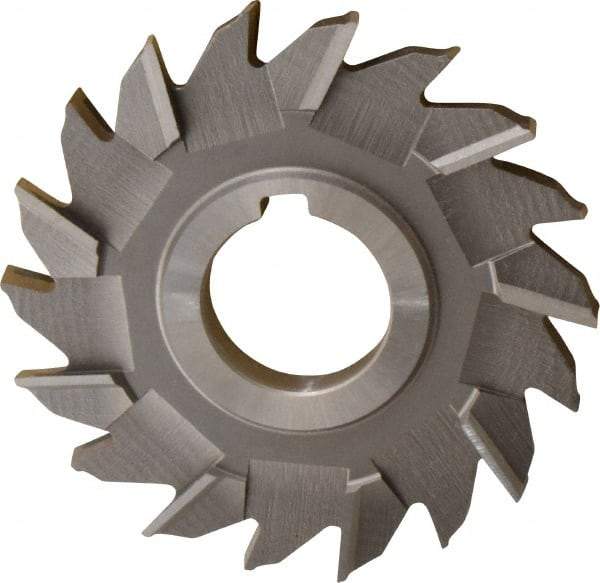 Made in USA - 4" Diam x 3/8" Width of Cut, 18 Teeth, Cobalt Side Milling Cutter - Staggered Teeth, Uncoated - Caliber Tooling