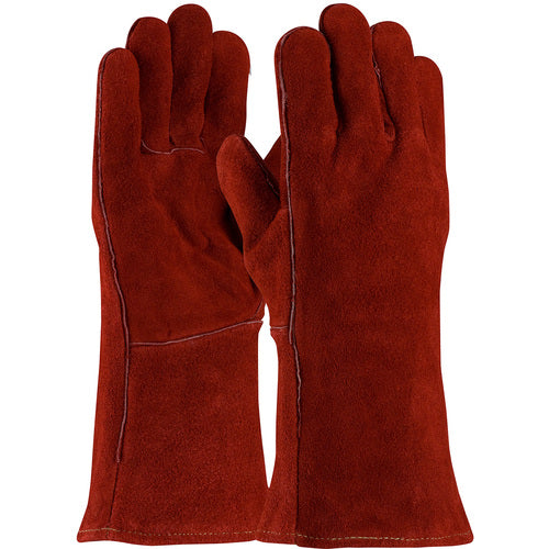 ‎73-7015A Welders / Foundry Gloves - Welding Glove - Shoulder Grade - Cotton Lining - Russet Color - Exact Industrial Supply