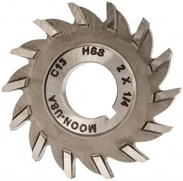 Made in USA - 2" Diam x 1/4" Width of Cut, 14 Teeth, High Speed Steel Side Milling Cutter - Straight Teeth, Uncoated - Caliber Tooling