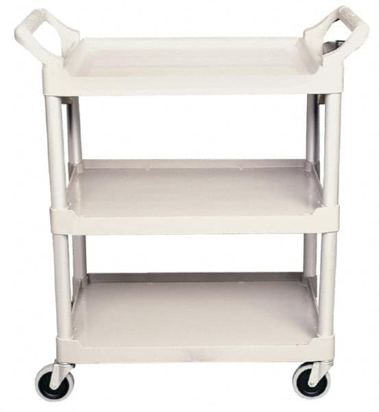 Rubbermaid - 200 Lb Capacity, 18-5/8" Wide x 33-5/8" Long x 37-3/4" High Standard Utility Cart - 3 Shelf, Plastic, Swivel Casters - Caliber Tooling