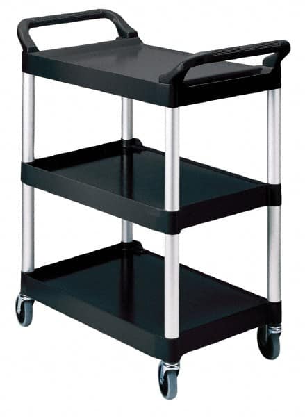 Rubbermaid - 200 Lb Capacity, 18-5/8" Wide x 33-5/8" Long x 37-3/4" High Standard Utility Cart - 3 Shelf, Plastic, Swivel Casters - Caliber Tooling