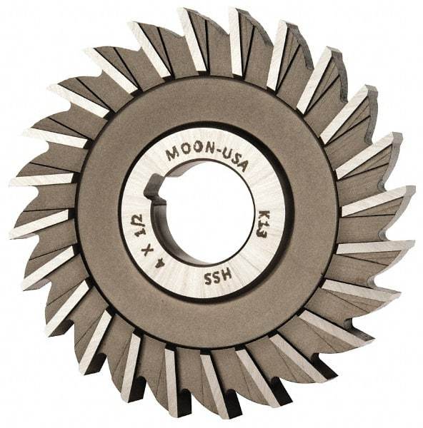 Made in USA - 4" Diam x 1/2" Width of Cut, 24 Teeth, High Speed Steel Side Milling Cutter - Straight Teeth, Uncoated - Caliber Tooling