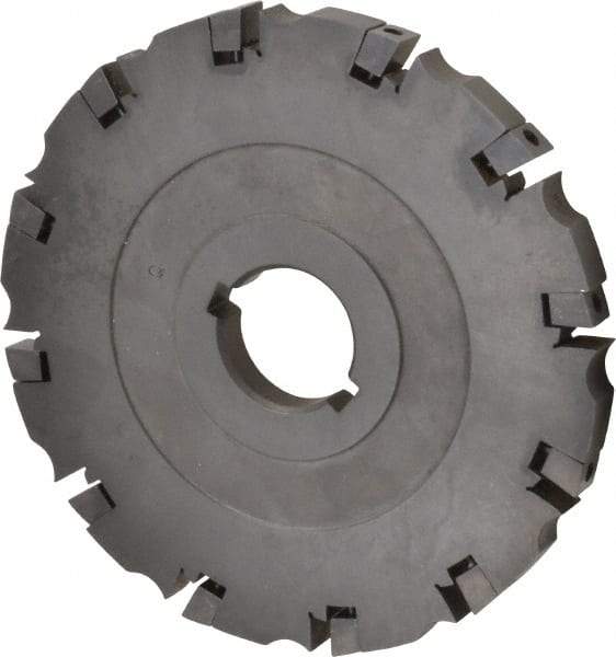 APT - Arbor Hole Connection, 0.485" Cutting Width, 2-1/16" Depth of Cut, 6" Cutter Diam, 1-1/4" Hole Diam, 12 Tooth Indexable Slotting Cutter - SM61 Toolholder, CTA 4 Insert, Neutral Cutting Direction - Caliber Tooling