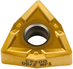 Seco - WNMP432 MF1 Grade CP200 Carbide Turning Insert - TiAlN/TiN Finish, 80° Trigon, 1/2" Inscr Circle, 3/16" Thick, 1/32" Corner Radius - Caliber Tooling