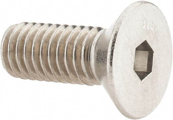 Value Collection - 3/8-16 UNC Hex Socket Drive, 82° Flat Screw - Grade 316 Stainless Steel, 1" OAL - Caliber Tooling