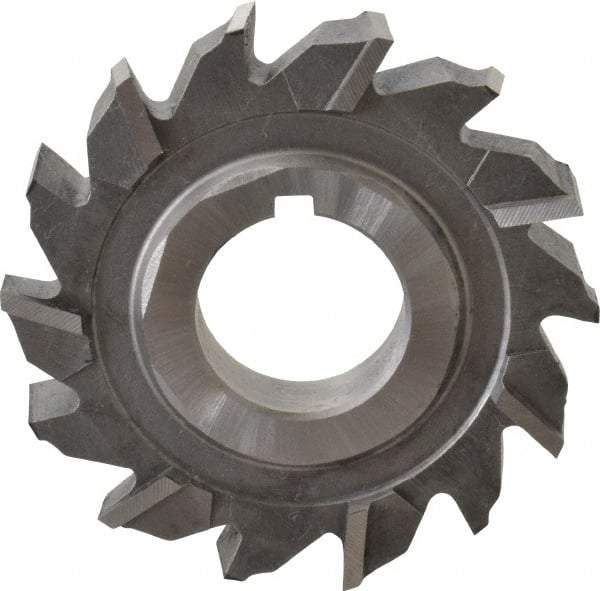 Made in USA - 2-1/8" Diam x 3/8" Width of Cut, 14 Teeth, High Speed Steel Side Milling Cutter - Staggered Teeth, Uncoated - Caliber Tooling