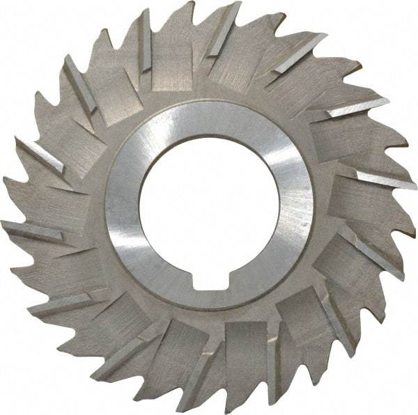 Made in USA - 3" Diam x 5/32" Width of Cut, 28 Teeth, High Speed Steel Side Milling Cutter - Staggered Teeth, Uncoated - Caliber Tooling