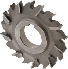 Made in USA - 3" Diam x 3/8" Width of Cut, 18 Teeth, High Speed Steel Side Milling Cutter - Staggered Teeth, Uncoated - Caliber Tooling