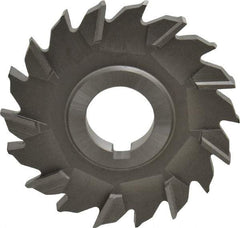 Made in USA - 3-1/2" Diam x 3/8" Width of Cut, 18 Teeth, High Speed Steel Side Milling Cutter - Staggered Teeth, Uncoated - Caliber Tooling