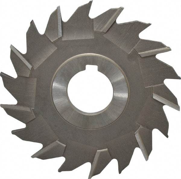 Made in USA - 4" Diam x 3/16" Width of Cut, 18 Teeth, High Speed Steel Side Milling Cutter - Staggered Teeth, Uncoated - Caliber Tooling