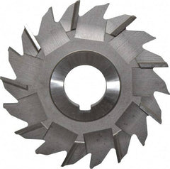 Made in USA - 4" Diam x 5/16" Width of Cut, 18 Teeth, High Speed Steel Side Milling Cutter - Staggered Teeth, Uncoated - Caliber Tooling