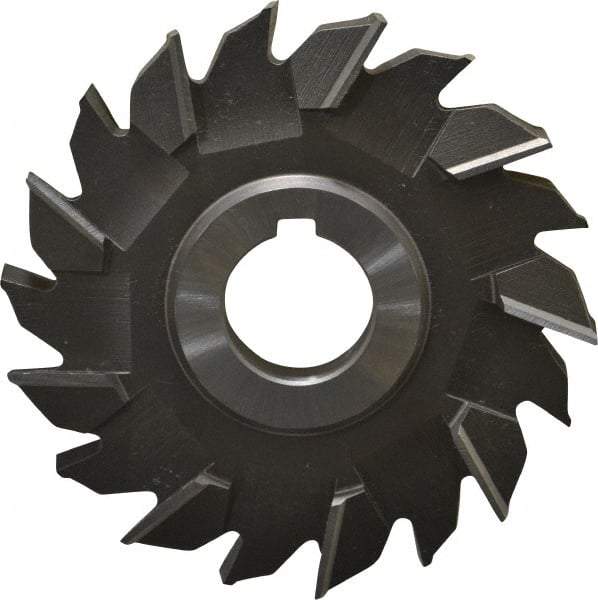 Made in USA - 4" Diam x 1/2" Width of Cut, 18 Teeth, High Speed Steel Side Milling Cutter - Staggered Teeth, Uncoated - Caliber Tooling