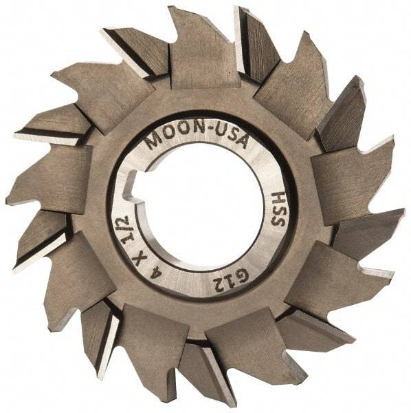 Made in USA - 4" Diam x 1/2" Width of Cut, 18 Teeth, High Speed Steel Side Milling Cutter - Staggered Teeth, Uncoated - Caliber Tooling