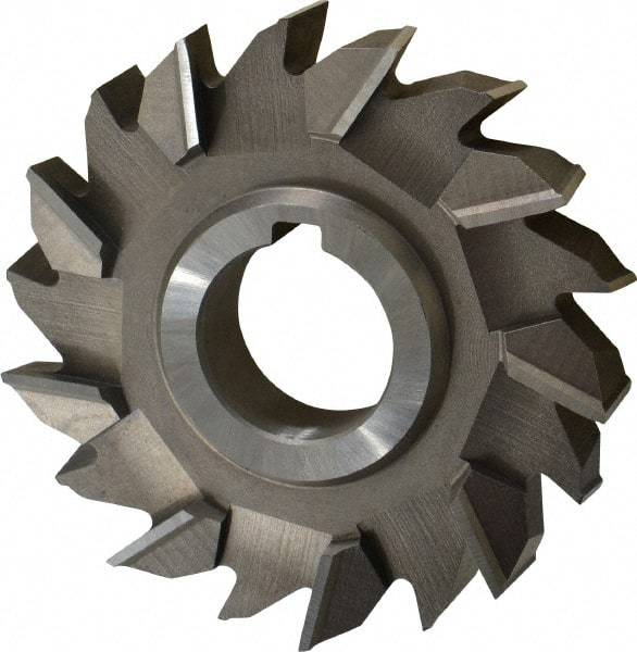 Made in USA - 4" Diam x 3/4" Width of Cut, 18 Teeth, High Speed Steel Side Milling Cutter - Staggered Teeth, Uncoated - Caliber Tooling