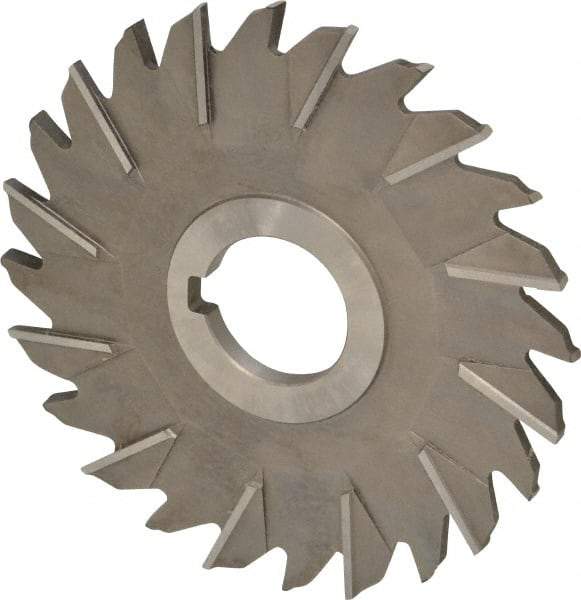 Made in USA - 5" Diam x 1/4" Width of Cut, 24 Teeth, High Speed Steel Side Milling Cutter - Staggered Teeth, Uncoated - Caliber Tooling