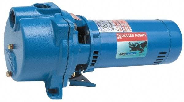 Goulds Pumps - 115/230 Volt, 21.6/10.8 Amp, 1 Phase, 1-1/2 HP, Self Priming Centrifugal Pump - 48J Frame, 1-1/2 Inch Inlet, 64 Max GPM, ODP Motor, Cast Iron Housing, Noryl Impeller, 121 Ft. Shut Off, Carbon Ceramic Mechanical Seal - Caliber Tooling