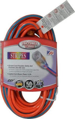 Southwire - 50', 12/3 Gauge/Conductors, Orange/Blue Outdoor Extension Cord - 1 Receptacle, 15 Amps, 125 VAC, UL SJTW, NEMA 5-15P, 5-15R - Caliber Tooling