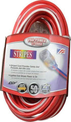 Southwire - 50', 12/3 Gauge/Conductors, Red/White Outdoor Extension Cord - 1 Receptacle, 15 Amps, 125 VAC, UL SJTW, NEMA 5-15P, 5-15R - Caliber Tooling