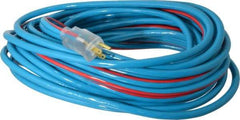 Southwire - 50', 12/3 Gauge/Conductors, Blue/Red Outdoor Extension Cord - 1 Receptacle, 15 Amps, 125 VAC, UL SJTW, NEMA 5-15P, 5-15R - Caliber Tooling