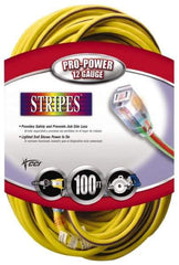 Southwire - 100', 12/3 Gauge/Conductors, Yellow/Purple Outdoor Extension Cord - 1 Receptacle, 15 Amps, 125 VAC, UL SJTW, NEMA 5-15P, 5-15R - Caliber Tooling