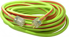 Southwire - 50', 10/3 Gauge/Conductors, Green/Red Outdoor Extension Cord - 1 Receptacle, 15 Amps, 125 VAC, UL SJTW, NEMA 5-15P, 5-15R - Caliber Tooling