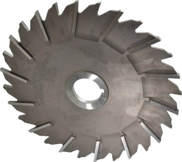 Made in USA - 8" Diam x 1/4" Width of Cut, 28 Teeth, High Speed Steel Side Milling Cutter - Staggered Teeth, Uncoated - Caliber Tooling